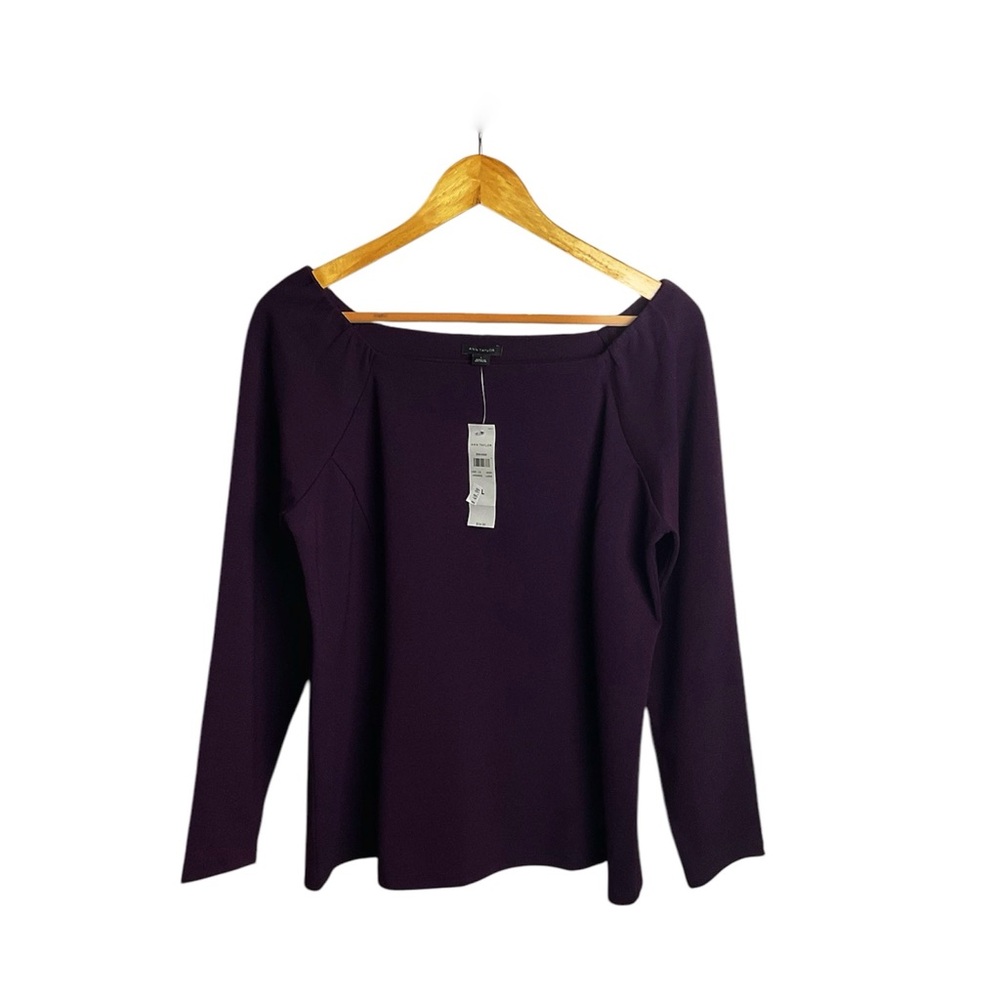 Ann Taylor Plum Jersey Knitโ Fitted Top Size Large